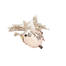 Новогодняя игрушка Elisey Певчая птичка 10 см Шампань (6018-003)