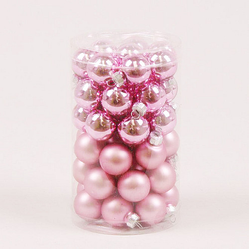Шарики стеклянные Flora D 2,5 см 48 шт Розовый (44526)