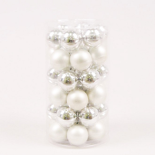Шарики стеклянные Flora D 3,8 см 36 шт Серебристый (44559)