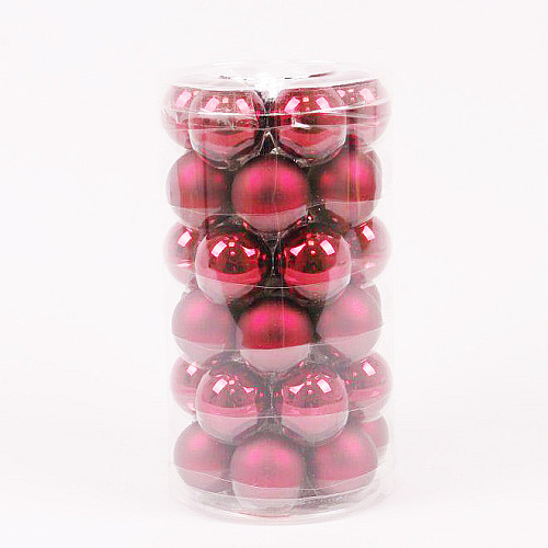 Шарики стеклянные Flora D 3,8 см 36 шт Красный (44571)