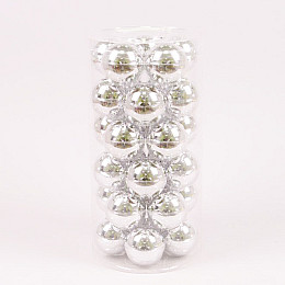 Шарики стеклянные Flora D 5,7 см 30 шт Серебристый (44578)
