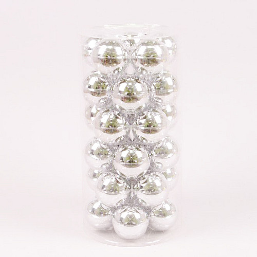 Шарики стеклянные Flora D 5,7 см 30 шт Серебристый (44578)