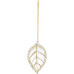 Елочное украшение BonaDi Листик 11 см Прозрачный с золотистым (854-345)