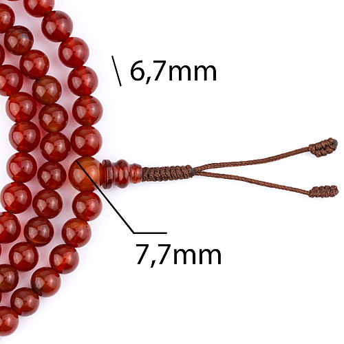 Четки из сердолика HandiCraft 108 бусин 6.7 мм (27196)