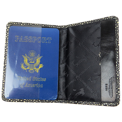 Кожаная обложка на паспорт Giorgio Ferretti Черный с желтым (GF00019076)