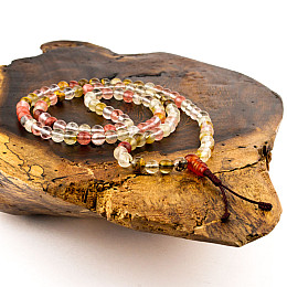 Четки мала из натурального камня Горный хрусталь розовый Swayambhu ST 108 бусин 6.5 мм (27195)