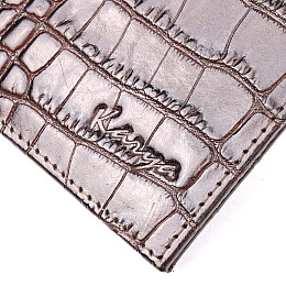 Мужской зажим из фактурной кожи под рептилию KARYA 21050 Коричневый