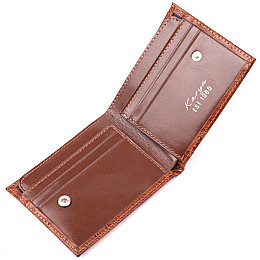 Мужской зажим из фактурной кожи под рептилию KARYA 21051 Коричневый