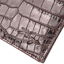 Мужской зажим из фактурной кожи под рептилию KARYA 21055 Коричневый