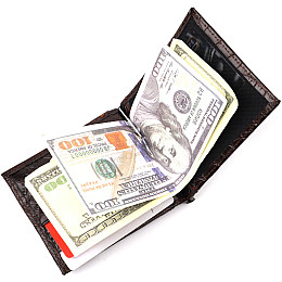 Мужской зажим из натуральной кожи с тиснением под крокодила KARYA 21119 Коричневый