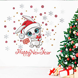 Наклейка виниловая Zatarga набор "Зайка милашка с подарком" размер листа S 550х650мм