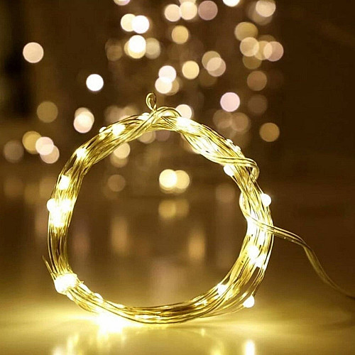 Гирлянда Hoz Роса на батарейках 100 LED 10 м Белый теплый (1978-07)