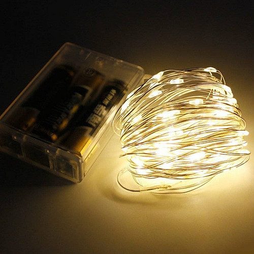 Гирлянда Hoz Роса на батарейках 100 LED 10 м Белый теплый (1978-07)