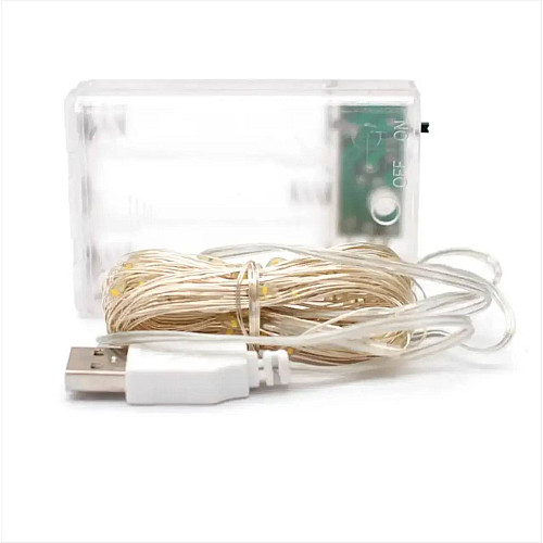 Гирлянда Hoz Роса на батарейках + USB 100 LED 10 м Холодный белый (MR66570)