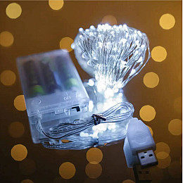 Гирлянда Hoz Роса на батарейках + USB 100 LED 10 м Холодный белый (MR66570)