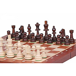 Деревянные шахматы турнирные с утяжелителем №4 для соревнований 40,5 х 40,5 см Madon (94)