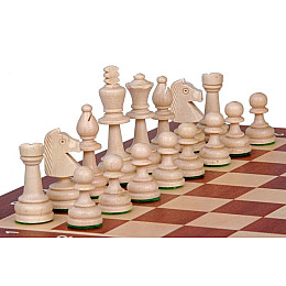 Деревянные шахматы турнирные с утяжелителем №4 для соревнований 40,5 х 40,5 см Madon (94)