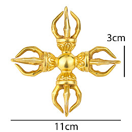 Двойной скрещенный ваджр HandiCraft Бронза Позолота Пять спиц 11 см (26370)