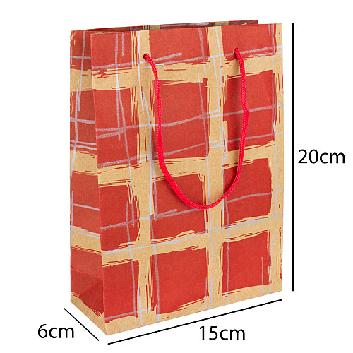 Сумочка подарункова паперова з ручками Gift bag Сесіль 20х15х6 см Червоний (11969)