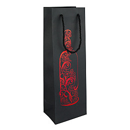 Сумочка подарункова паперова з ручками Gift bag Вино 38х12х9 см Чорний Червоний (26931)