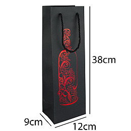Сумочка подарункова паперова з ручками Gift bag Вино 38х12х9 см Чорний Червоний (26931)