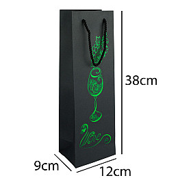 Сумочка подарункова паперова з ручками Gift bag Келих 38х12х9 см Чорний Зелений (26933)
