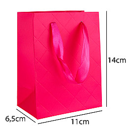 Сумочка подарочная бумажная с ручками Gift bag Diamants 14х11х6.5 см Малиновый (19382)