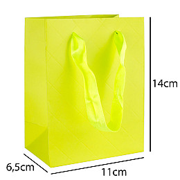 Сумочка подарочная бумажная с ручками Gift bag Diamants 14х11х6.5 см Лимонный (19383)