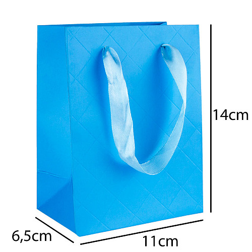 Сумочка подарункова паперова з ручками Gift bag Diamants 14х11х6.5 см Блакитний (19385)