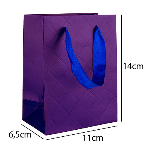 Сумочка подарункова паперова з ручками Gift bag Diamants 14х11х6.5 см Фіолетовий (19386)