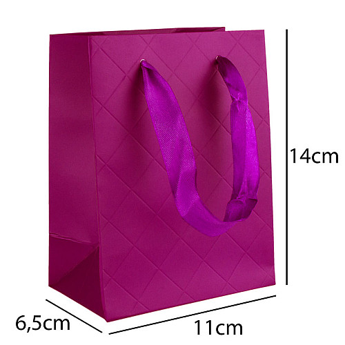 Сумочка подарункова паперова з ручками Gift bag Diamants 14х11х6.5 см Бузковий (19387)