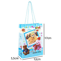 Сумочка подарочная пластиковая с ручками Gift bag Мягкие игрушки 17х12х5.5 см Голубой (27324)