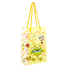 Сумочка подарочная пластиковая с ручками Gift bag Мягкие игрушки 17х12х5.5 см Желтый (27325)