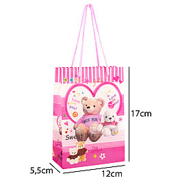 Сумочка подарочная пластиковая с ручками Gift bag Мягкая игрушка 17х12х5.5 см Розовый (27326)