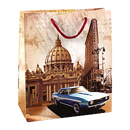 Сумочка подарочная бумажная с ручками Gift bag Рим 21х18х8.5 см (19376)