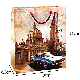 Сумочка подарочная бумажная с ручками Gift bag Рим 21х18х8.5 см (19376)