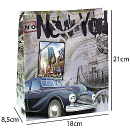 Сумочка подарочная бумажная с ручками Gift bag Нью Йорк 21х18х8.5 см (19377)