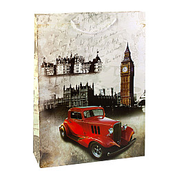 Сумочка подарочная бумажная с ручками Gift bag Лондон 43х32х10 см (19379)