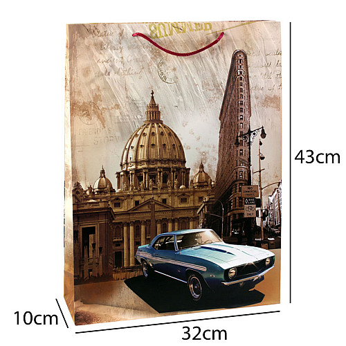 Сумочка подарочная бумажная с ручками Gift bag Рим 43х32х10 см (19380)