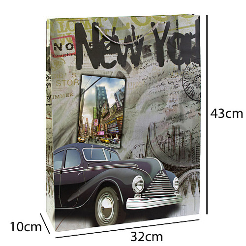 Сумочка подарочная бумажная с ручками Gift bag Нью Йорк 43х32х10 см (19381)