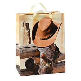 Сумочка подарочная бумажная с ручками Gift bag Шляпа 23х18х10 см (15795)