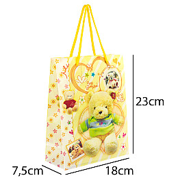 Сумочка подарочная пластиковая с ручками Gift bag Мишки 23х18х7.5 см Желтый (27349)