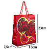Сумочка подарункова пластикова з ручками Gift bag Серця та троянди 23х18х7.5 см Червоний (27350)