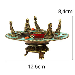 Подставка для благовоний HandiCraft Пять будд Медь Инкрустация камнями 12.6 х 8.4 см (26935)