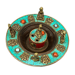 Подставка для благовоний HandiCraft Пять будд Медь Инкрустация камнями 12.6 х 8.4 см (26935)