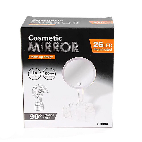 Косметическое зеркало с LED подсветкой RIAS HH098 26LED 360° с органайзером (3_01549)