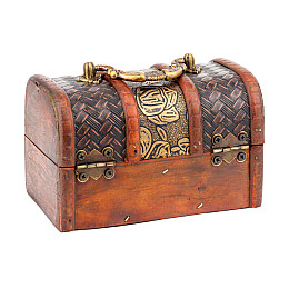 Шкатулка Сундучок в колониальном стиле Guardar 14х9х8.5 см Коричневый Бронзовый Медный (27418)