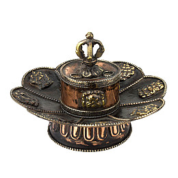 Подставка для благовоний Лотос Восемь символов счастья HandiCraft Медь Чеканка 11 х 7.5 см (26936)