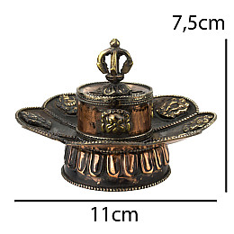 Подставка для благовоний Лотос Восемь символов счастья HandiCraft Медь Чеканка 11 х 7.5 см (26936)