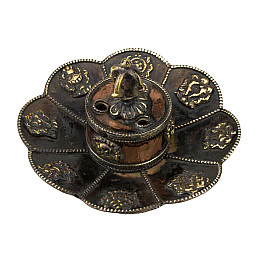 Подставка для благовоний Лотос Восемь символов счастья HandiCraft Медь Чеканка 11 х 7.5 см (26936)